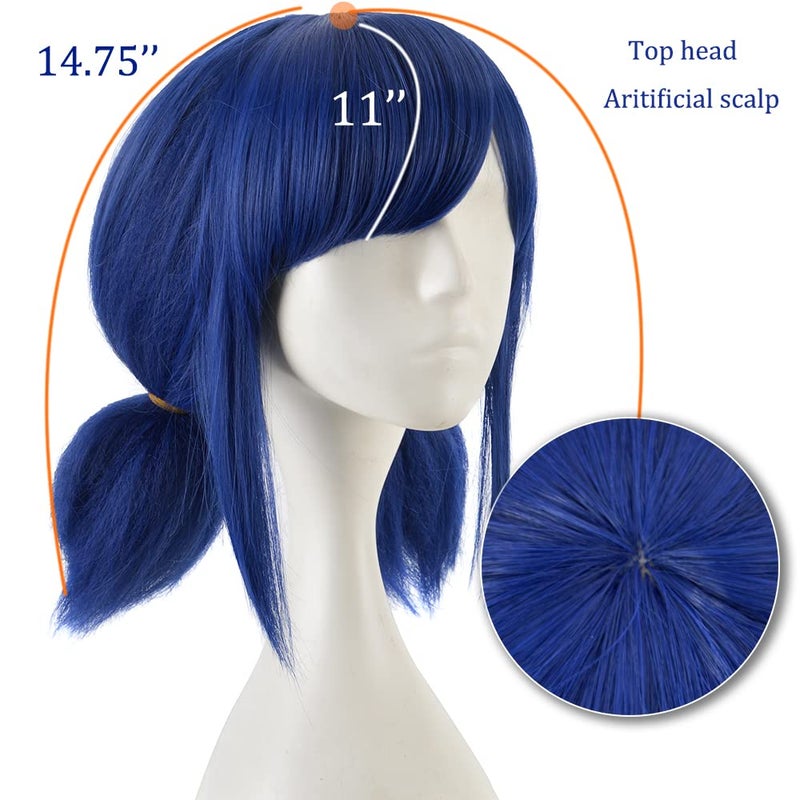 SiYi Blue Cosplay Wig for Girl Halloween Costume Short Wigs for Women Unique Style Anime Wigs with Wigs cap - Image 4